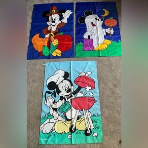 Vintage Disney Mickey Mouse Set of 4 Decorative Holiday Garden Flags